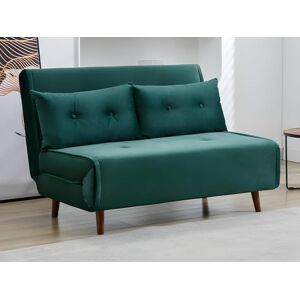 Vente-unique.ch Sofa 2-Sitzer mit Schlaffunktion - Samt - Tannengrün - URIBIA