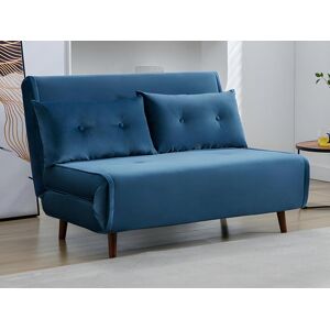 Vente-unique.ch Sofa 2-Sitzer mit Schlaffunktion - Samt - Dunkelblau - URIBIA