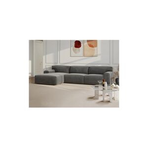 Vente-unique.ch Ecksofa - Ecke links - Samt - Grau - OTRANO