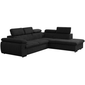 Vente-unique.ch Ecksofa mit Schlaffunktion & Bettkasten- Ecke Rechts - Schwarz - FABIEN