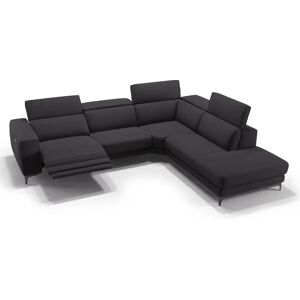 sofanella Stoff Wohnlandschaft CUPELLO Polsterecke Relaxfunktion 287x74x107cm Schwarz