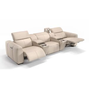 sofanella Leder Relaxsofa MILLESIMO + Sitzheizung 3-Sitzer Kinosofa 340x76x114cm Beige