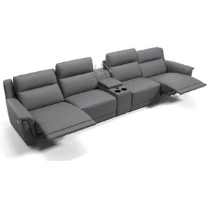 sofanella Leder Heimkinosofa MALITO Ledercouch 386x98x101cm Grau