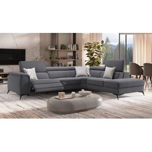 sofanella Stoff Wohnlandschaft LIVORNO Ecksofa Relax Couch 310x77x109cm Grau