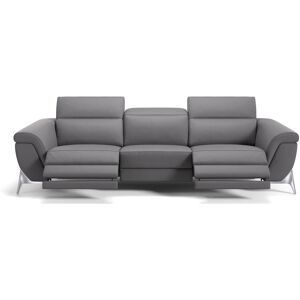 sofanella Leder 3 Sitzer Couchgarnitur ARINA modern Relaxfunktion 285x76x101cm grau