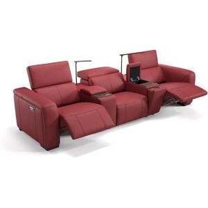 sofanella Heim Kinocouch SORRENTO Leder Couch 3-Sitzer 331x74x100cm Rot