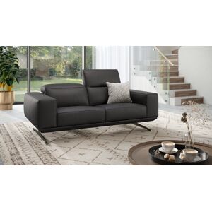 sofanella Leder 2-Sitzer Sofa MERANO Designer Couch Designsofa 1190x109x73cm Schwarz