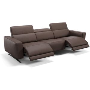 sofanella Leder 3 Sitzer Sofa ALESSO Ledergarnitur 225x74x108cm Braun