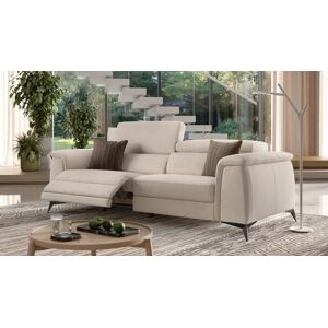 sofanella Stoff Sofa LIVORNO Relax Couch Sofagarnitur 224x77x109cm Beige