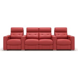 sofanella Leder 4-Sitzer Relaxsofa MATERA Heimkino Sofa 308x100x96cm rot