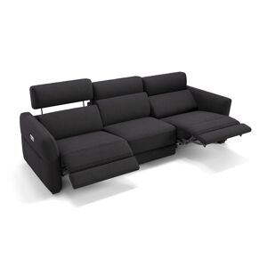 sofanella Stoff Garnitur NOVARA XXL Sofa Couch 265x98x89cm schwarz