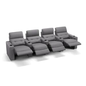 sofanella Leder 4-Sitzer Sofa BARI Relaxsofa Kino Couch 326x100x96cm Grau