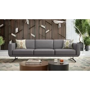 sofanella Lounge Design Leder 3-Sitzer XXL MARETO Relax Sofa schmal 220x78x70cm Grau