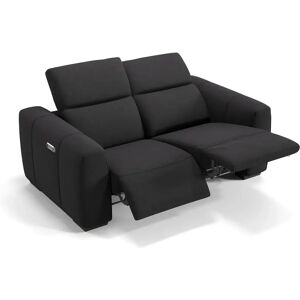 sofanella Stoff Sofa MILLESIMO + Sitzheizung Couch Relaxsofa 174x76x114cm Schwarz