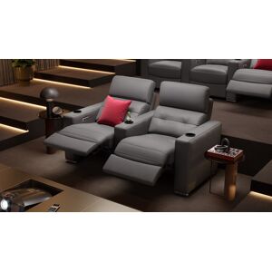 sofanella Leder 2 Sitzer Sofa BARI mit Sitztiefenverstellung Kinosofa 172x100x96cm Grau