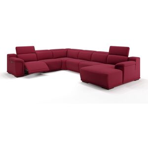 sofanella Designer Wohnlandschaft MONTEFINO Stoff Design Ecksofa 371x75x108cm rot