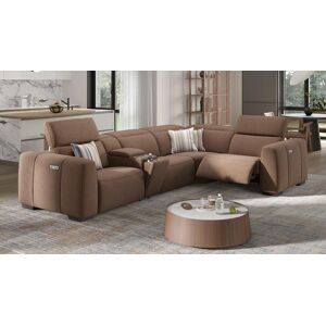 sofanella Stoff Ecksofa MILLESIMO + Sitzheizung Eckcouch Wohnlandschaft 330x76x114cm Braun