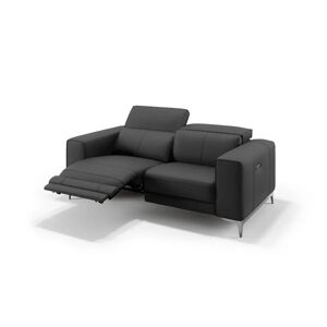 sofanella Ledersofa CUPELLO 2-Sitzer Couch Echtleder 166x74x107cm Schwarz
