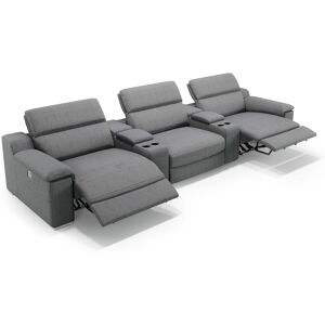 sofanella Kino Sofa MACELLO 3-Sitzer mit Mittelkonsolen 303x110x78cm Grau