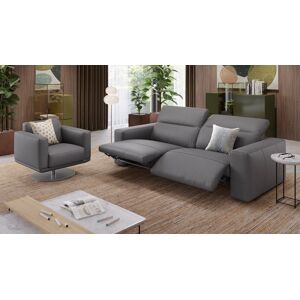 sofanella Leder Sofa LENOLA 3-Sitzer Relaxfunktion hochwertig 216x109x72cm grau