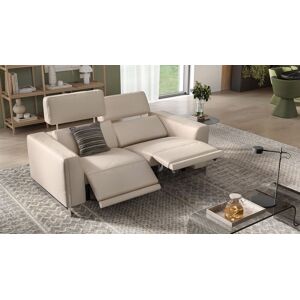 sofanella Leder Sofa AMELIA Couch Relaxsofa Relaxcouch 204x90x101cm Beige