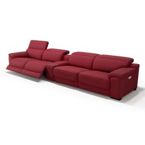 sofanella Stoff Sofa mit Motor SORA 4-Sitzer Relaxfunktion 382x105x72cm rot