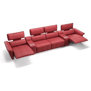 sofanella Leder 4-Sitzer Sofa ADRIA Couchgarnitur 362x101x89cm rot