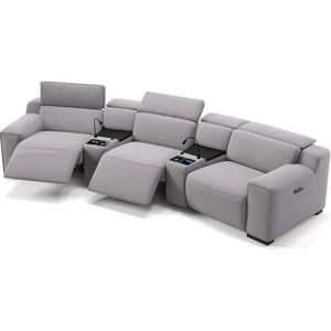 sofanella Stoff Kino Sofa LORETO Relax Couch 369x76x104cm grau