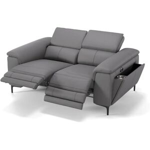 sofanella Leder Couch MARINO 2-Sitzer Sofa Relaxsofa 174x105x95cm Grau