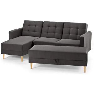 Federkern-Eckschlafsofa mit Stauraumbank - Tchibo - Dunkelgrau Holz   unisex