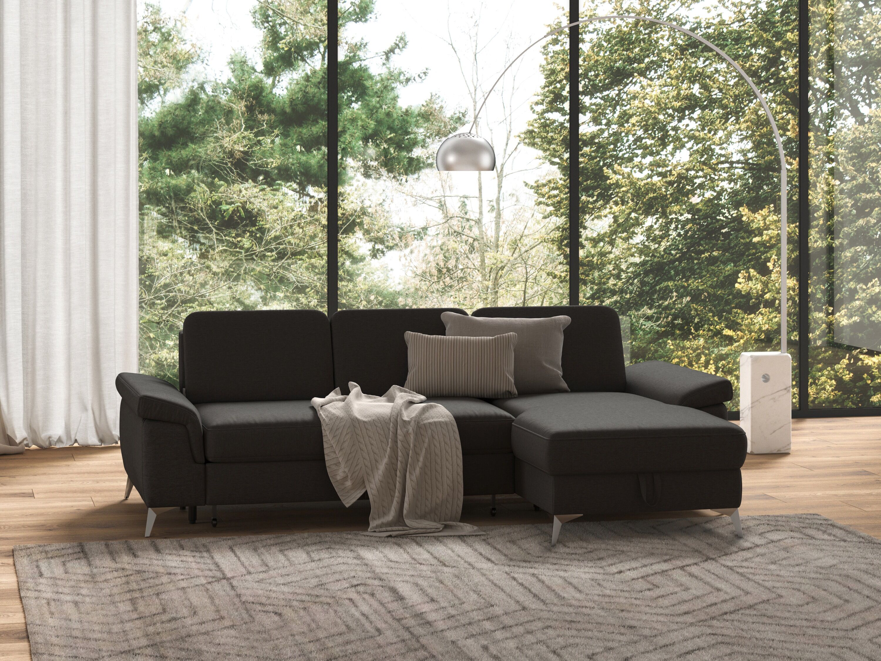 sit&more Ecksofa »Padua«, inklusive Sitztiefenverstellung, Armteilfunktion... grau