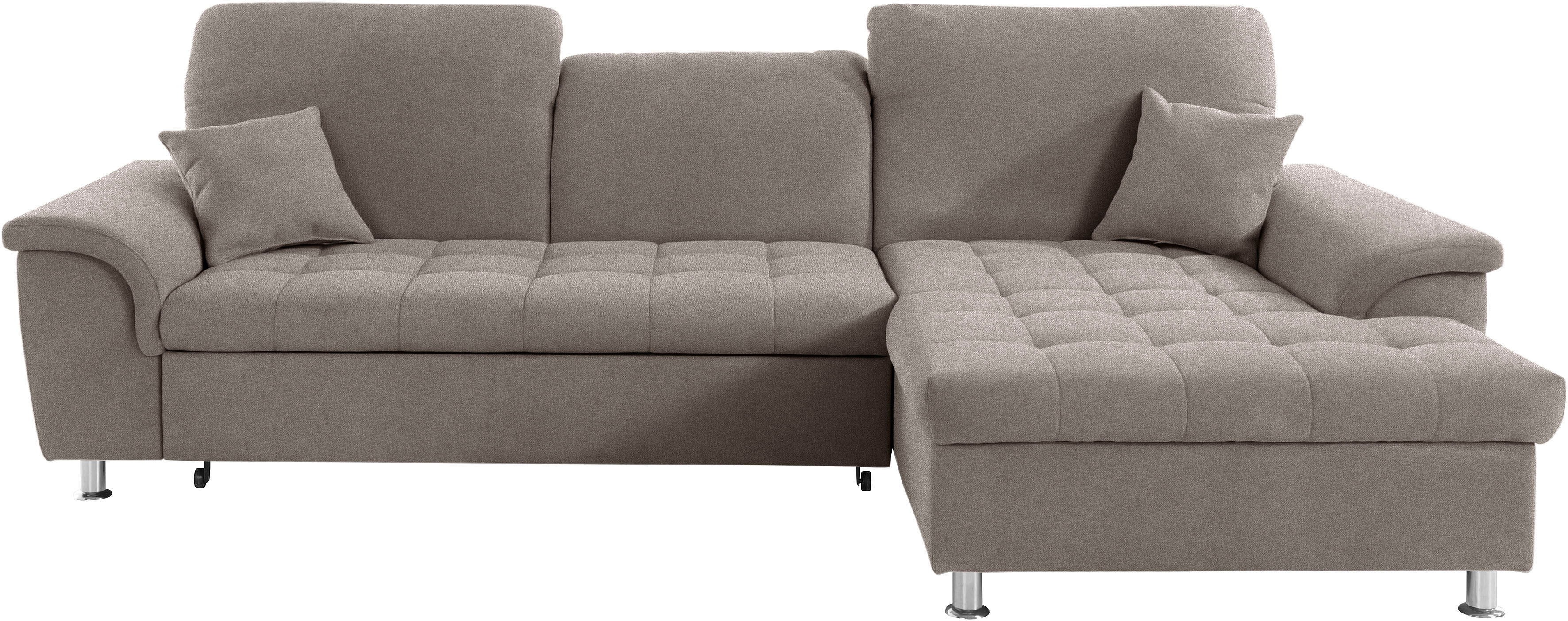 DOMO collection Ecksofa »Franzi«, wahlweise mit Kopfteilverstellung (dann... grau