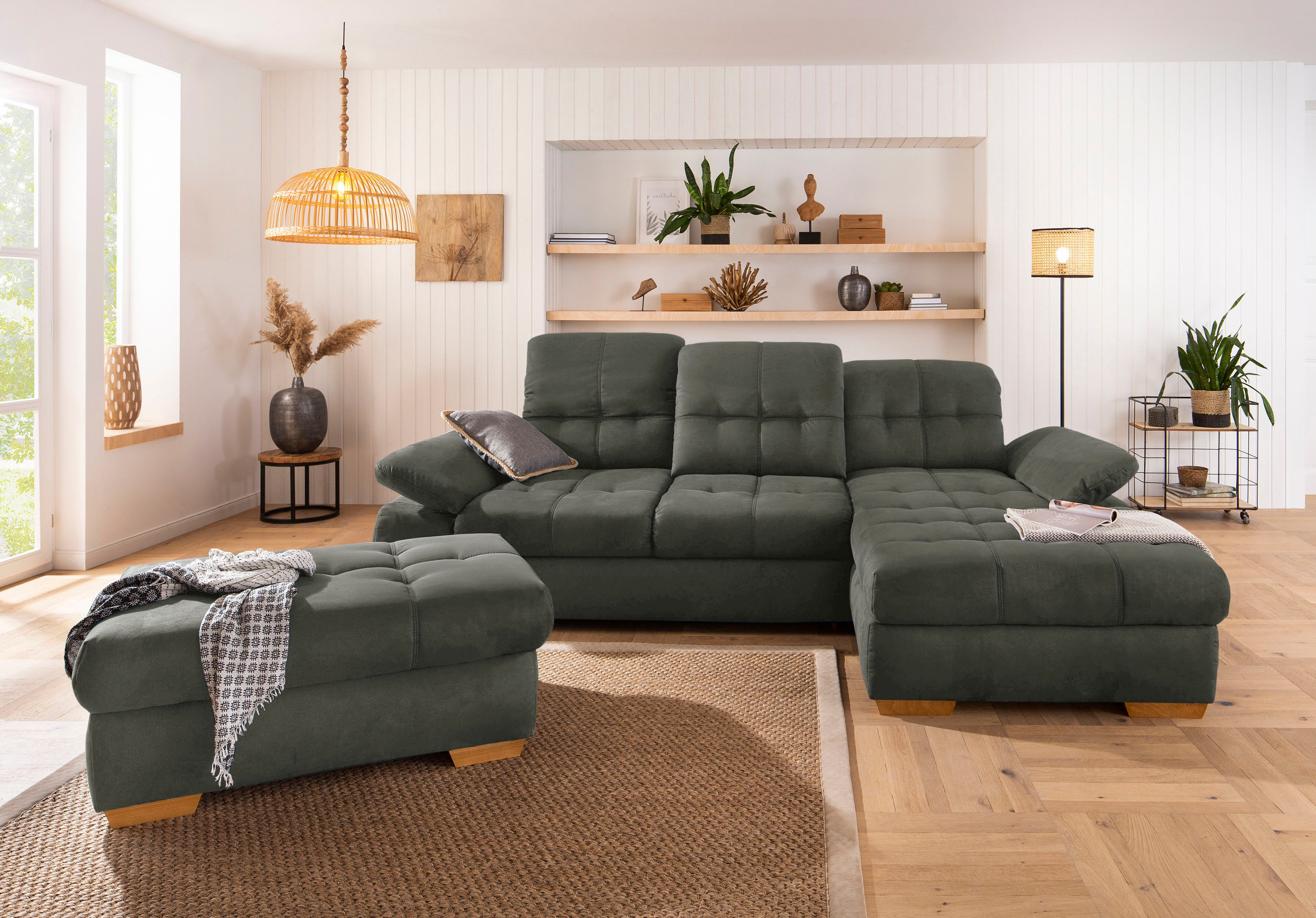 Home affaire Ecksofa »Lotus Home«, incl. Sitztiefenverstellung, wahlweise mit... grün