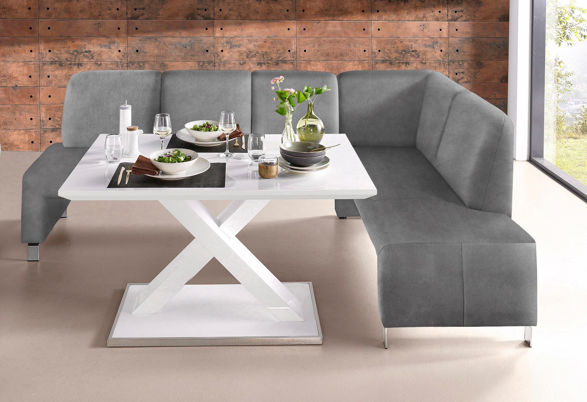 exxpo - sofa fashion Eckbank »Intenso«, Frei im Raum stellbar grau  Luxus-Microfaser