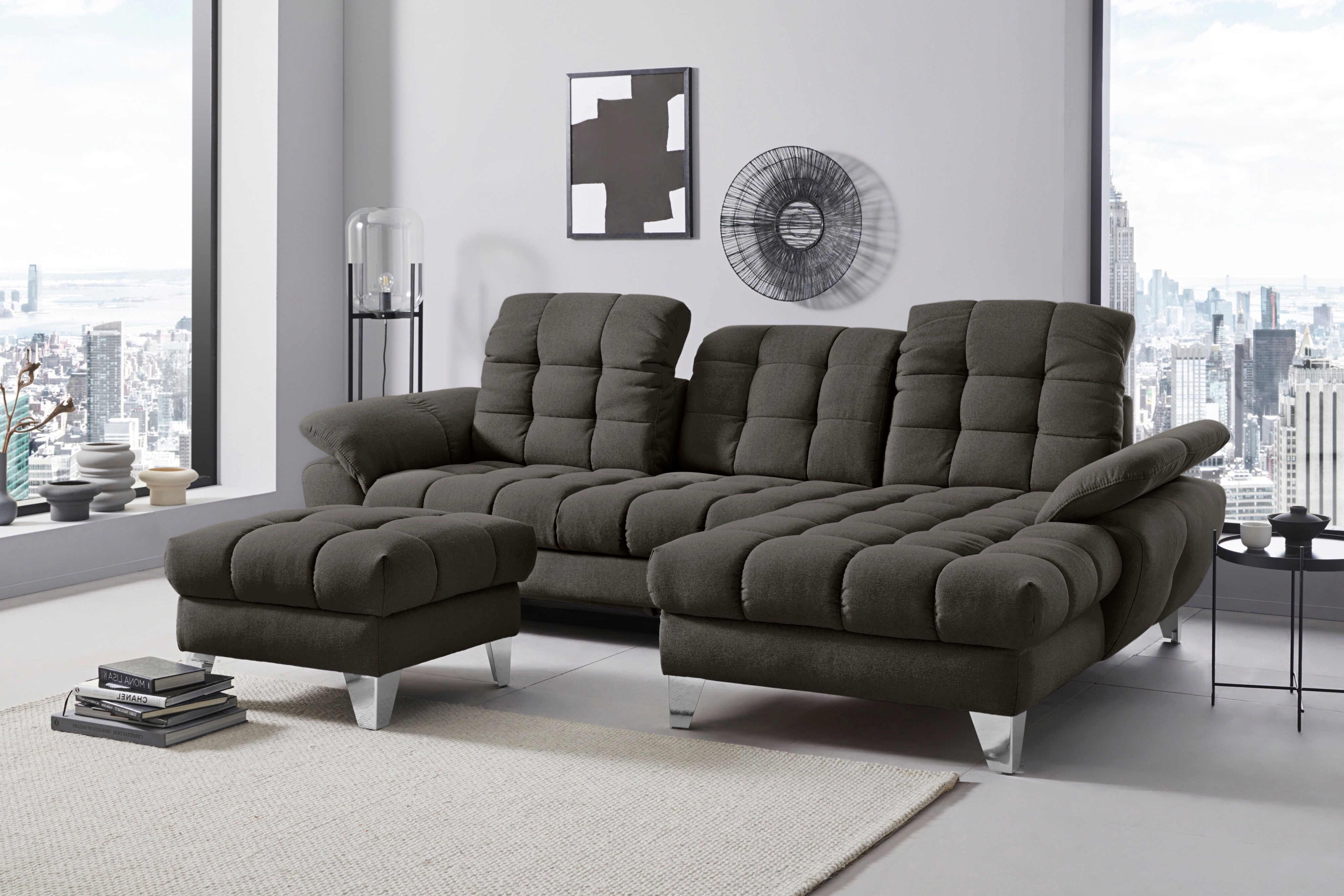 Places of Style Ecksofa »Bardi Luxus«, belastbar bis zu 140 kg, incl.... braun