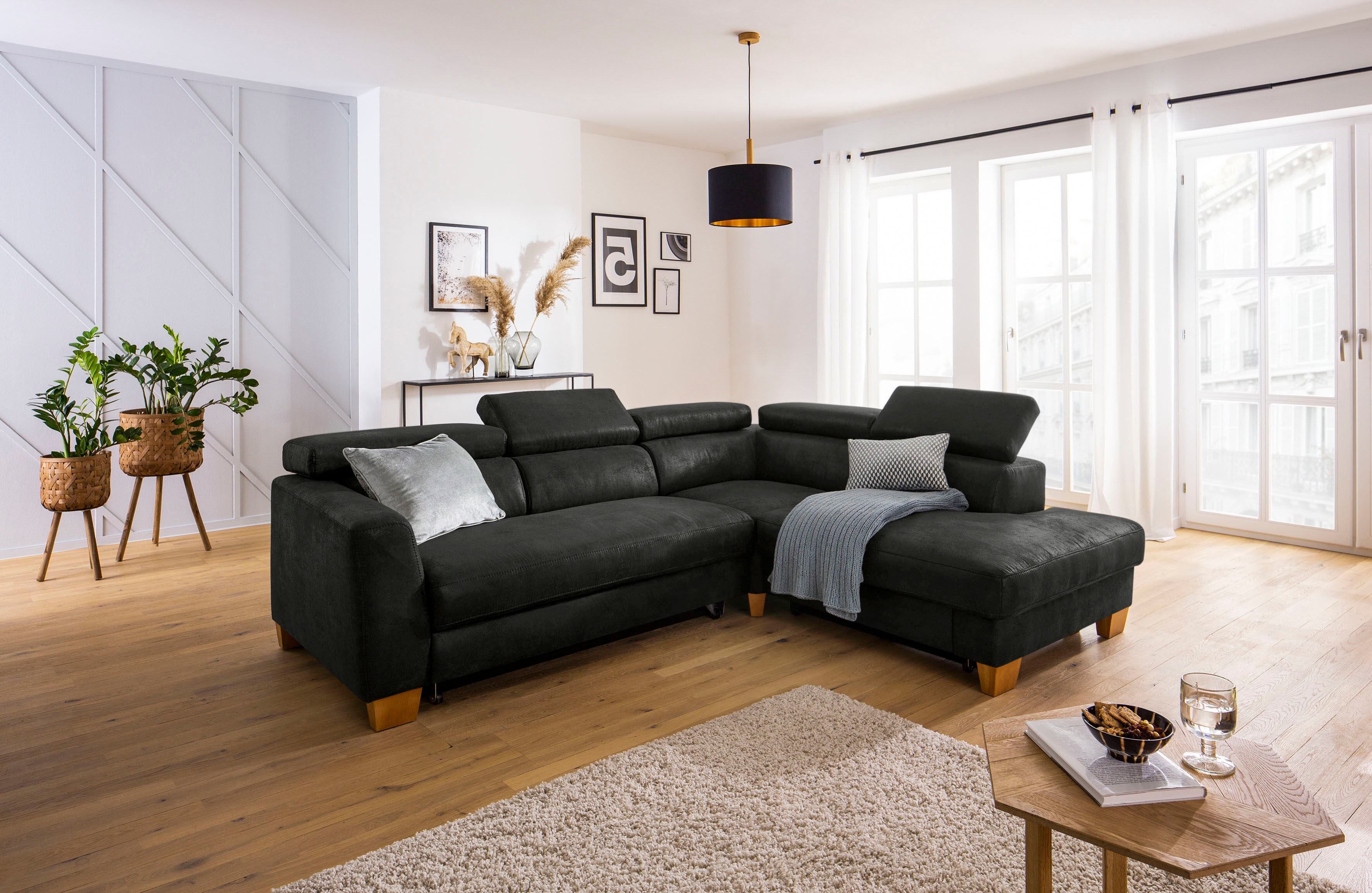 Home affaire Ecksofa »Steve Premium Luxus«, bis 140kg pro Sitz belastbar,... grau