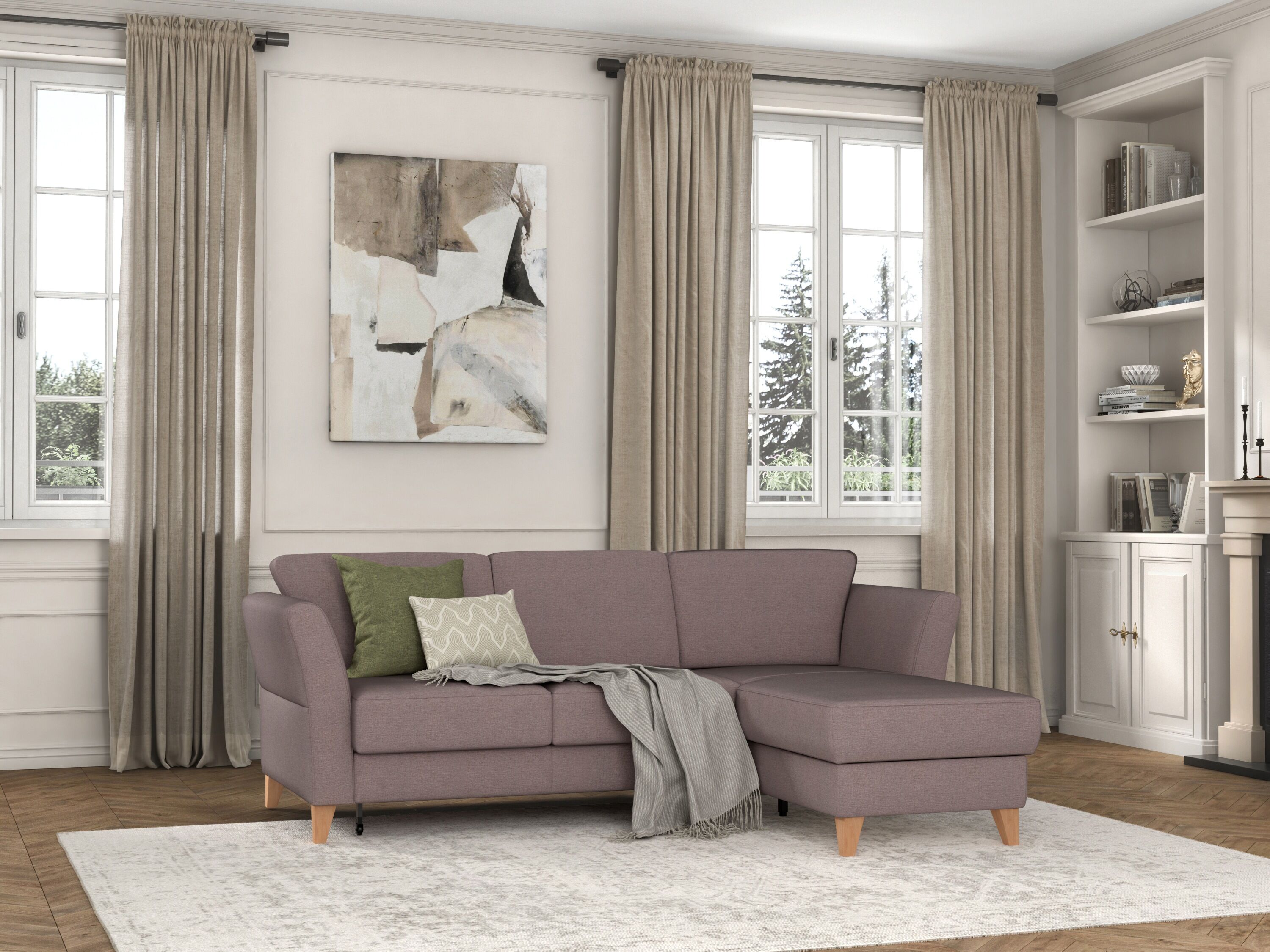 sit&more Ecksofa »Visby«, Wahlweise mit Bettfunktion und Bettkasten, frei im... rosa