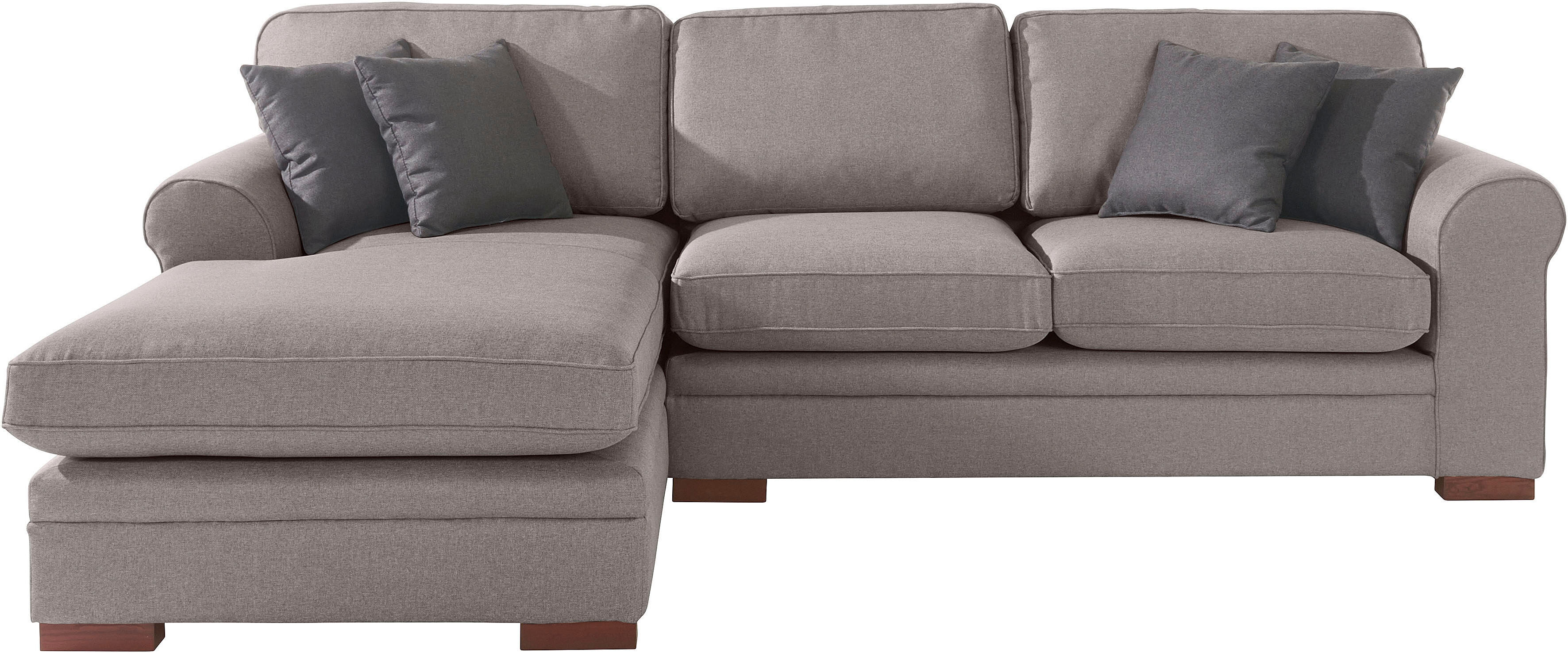 Timbers Ecksofa »Broughton«, weicher Sitzkomfort, incl. 4 Zierkissen, Keder beige