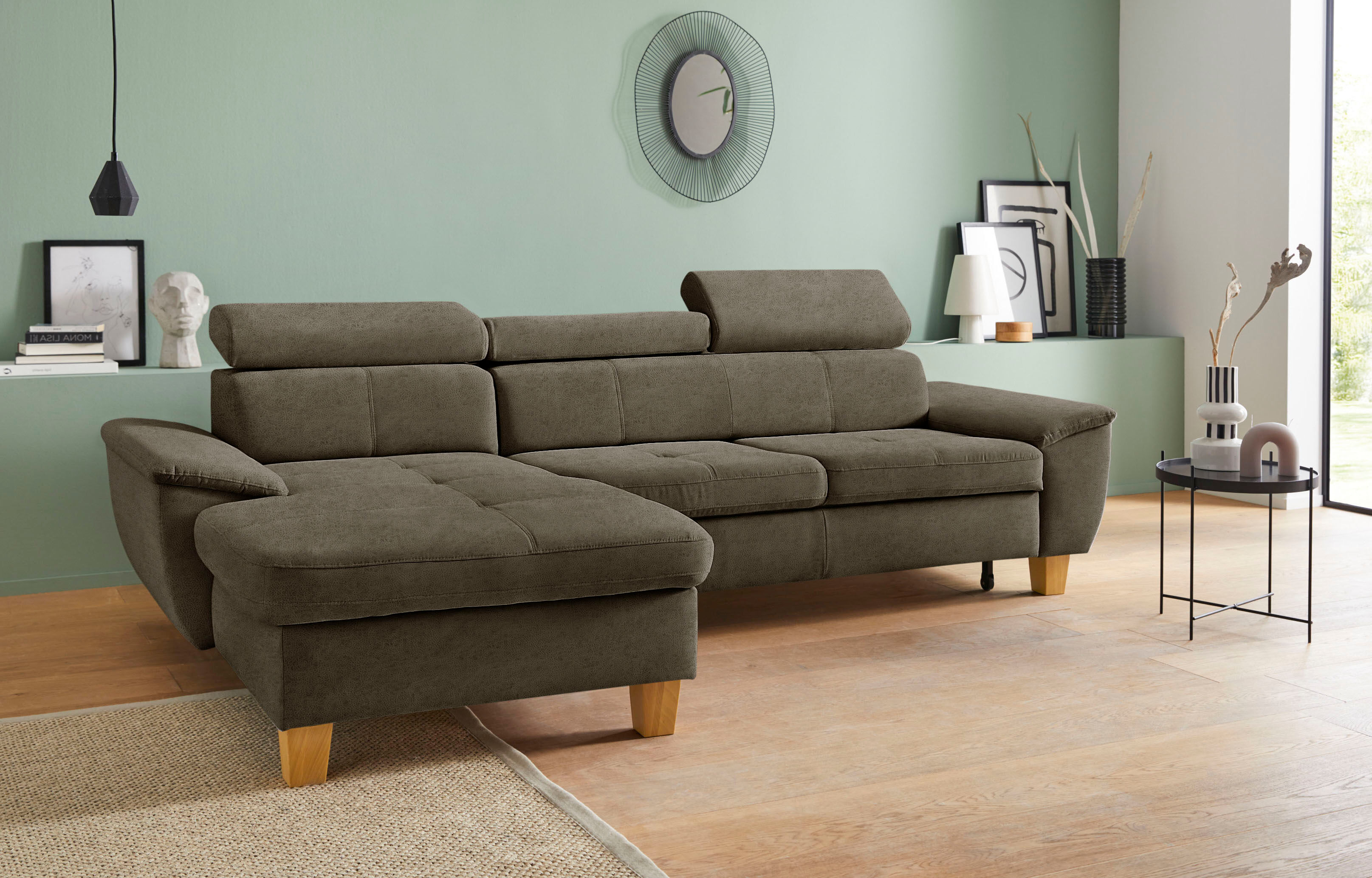 exxpo - sofa fashion Ecksofa, inklusive Kopfteilverstellung, wahlweise mit... grau