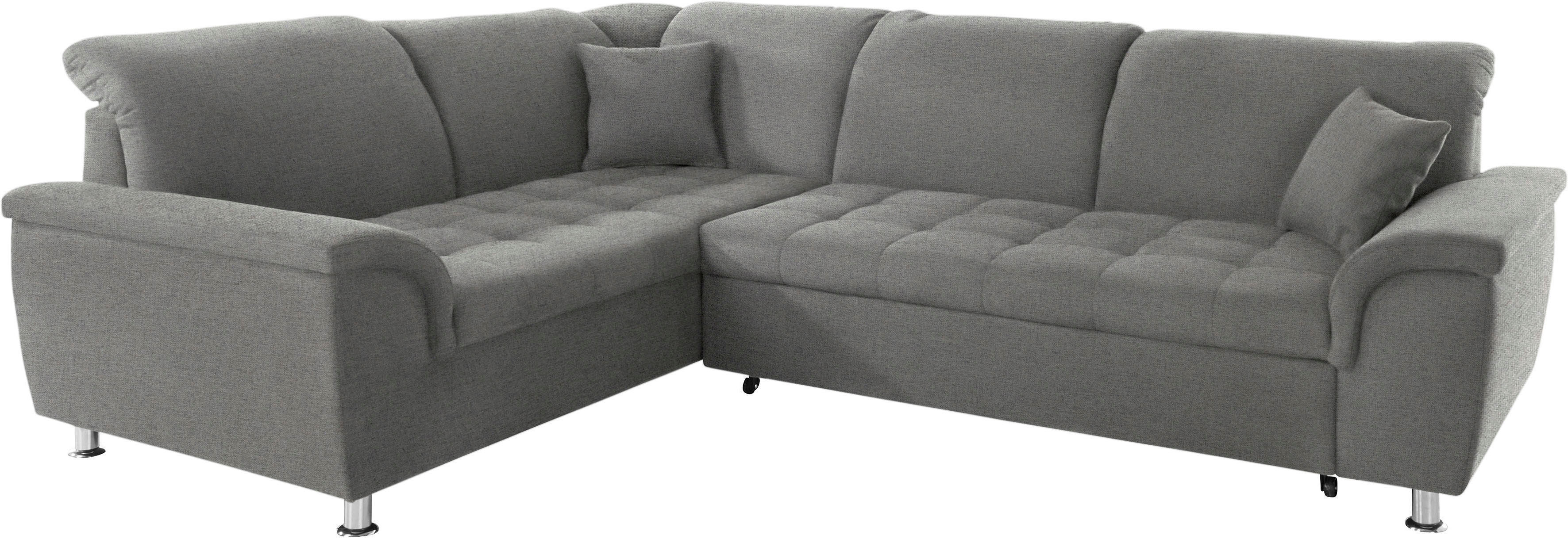 DOMO collection Ecksofa »Franzi«, wahlweise mit Kopfteilverstellung (dann... grau