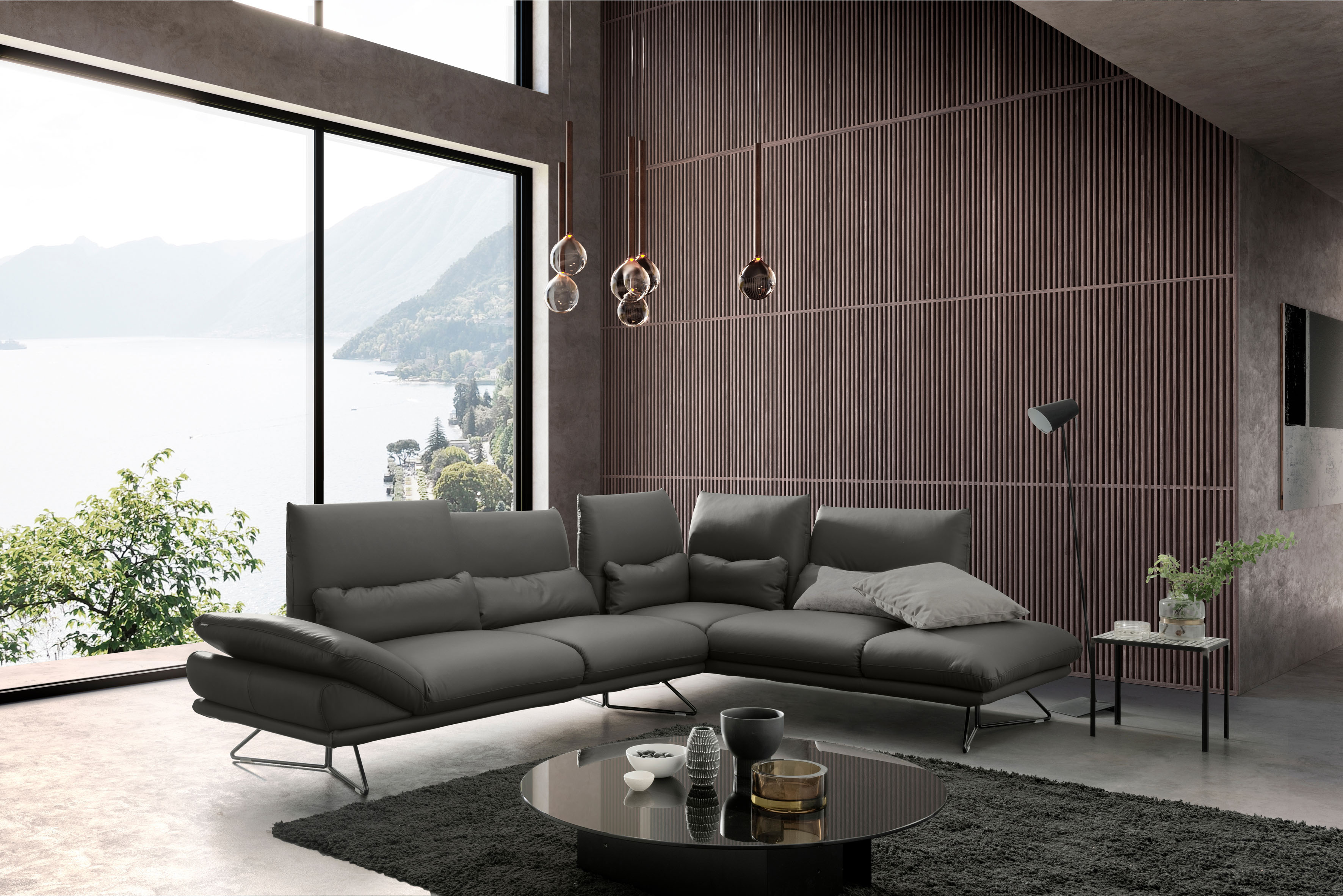 designwerk Ecksofa »Constellation«, in schwebender Optik, Ottomane links oder... grau