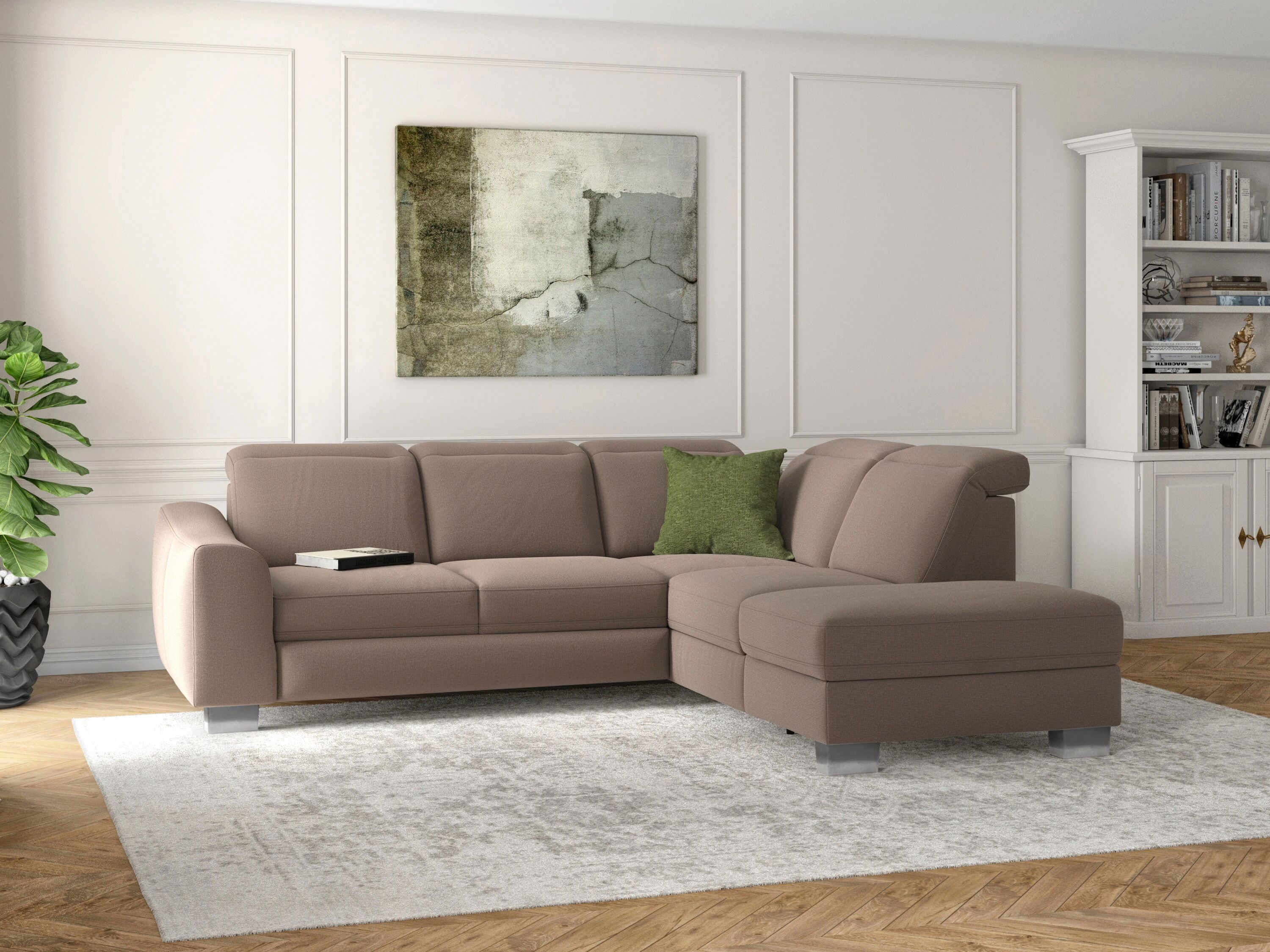 sit&more Ecksofa »Durness«, mit Federkern und hochwertigen Edelstahlfüssen,... grau