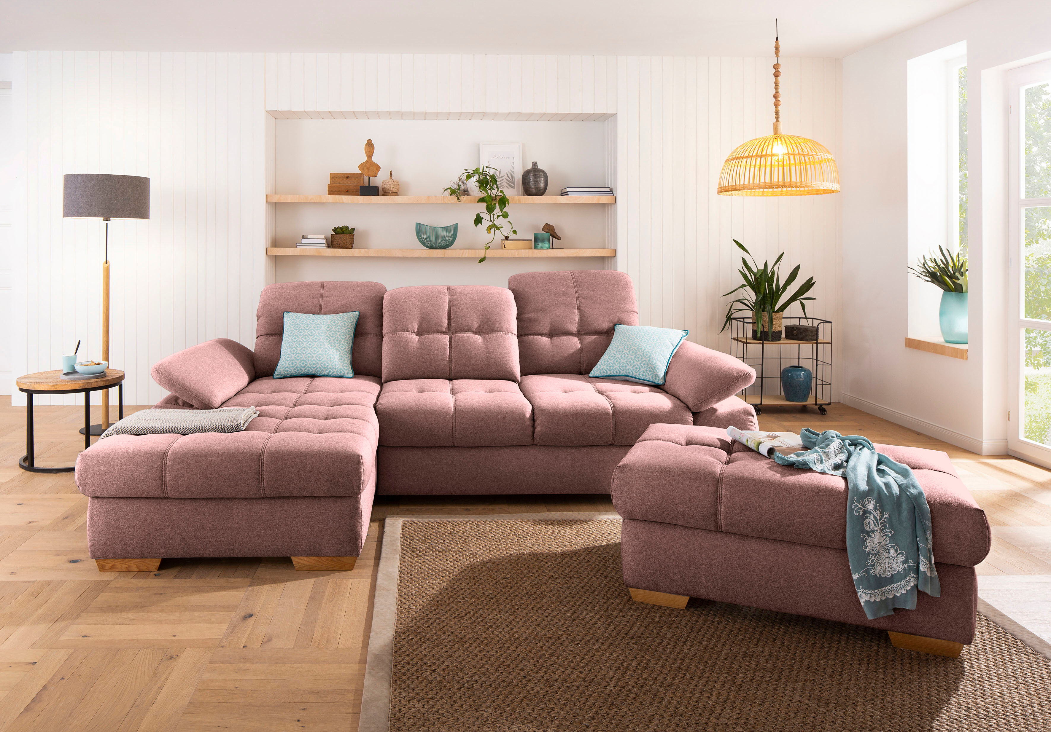 Home affaire Ecksofa »Lotus Home«, incl. Sitztiefenverstellung, wahlweise mit... rosa