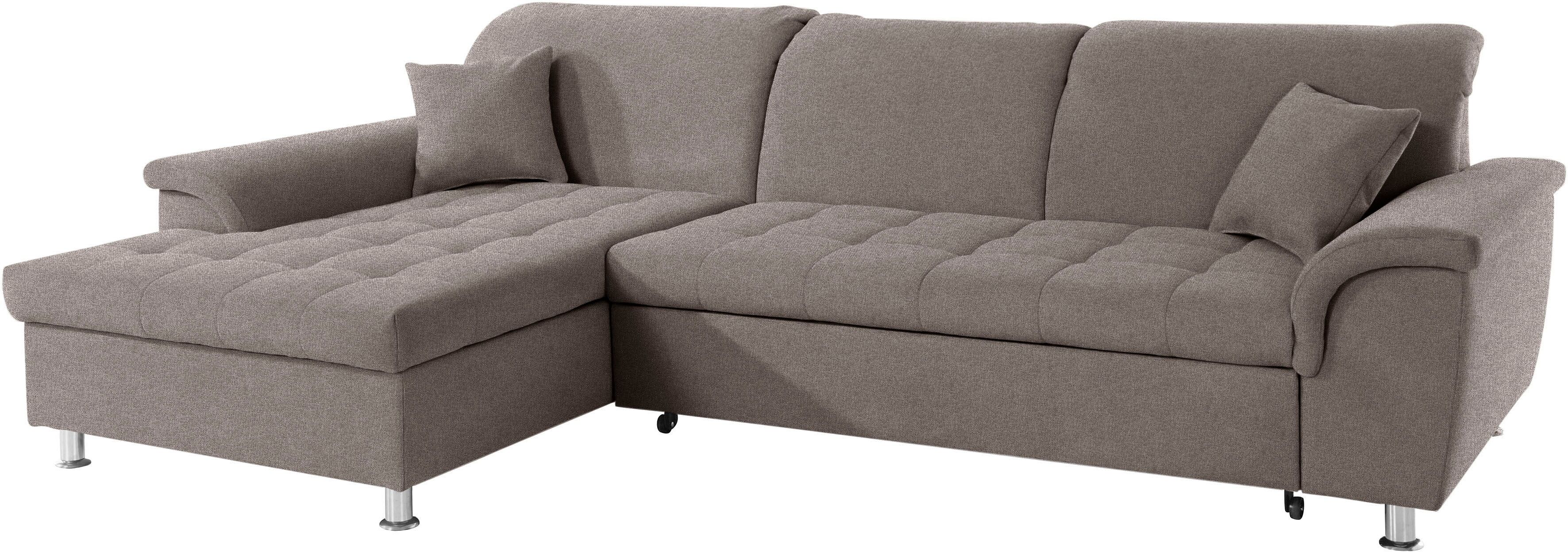 DOMO collection Ecksofa »Franzi«, wahlweise mit Kopfteilverstellung (dann... grau