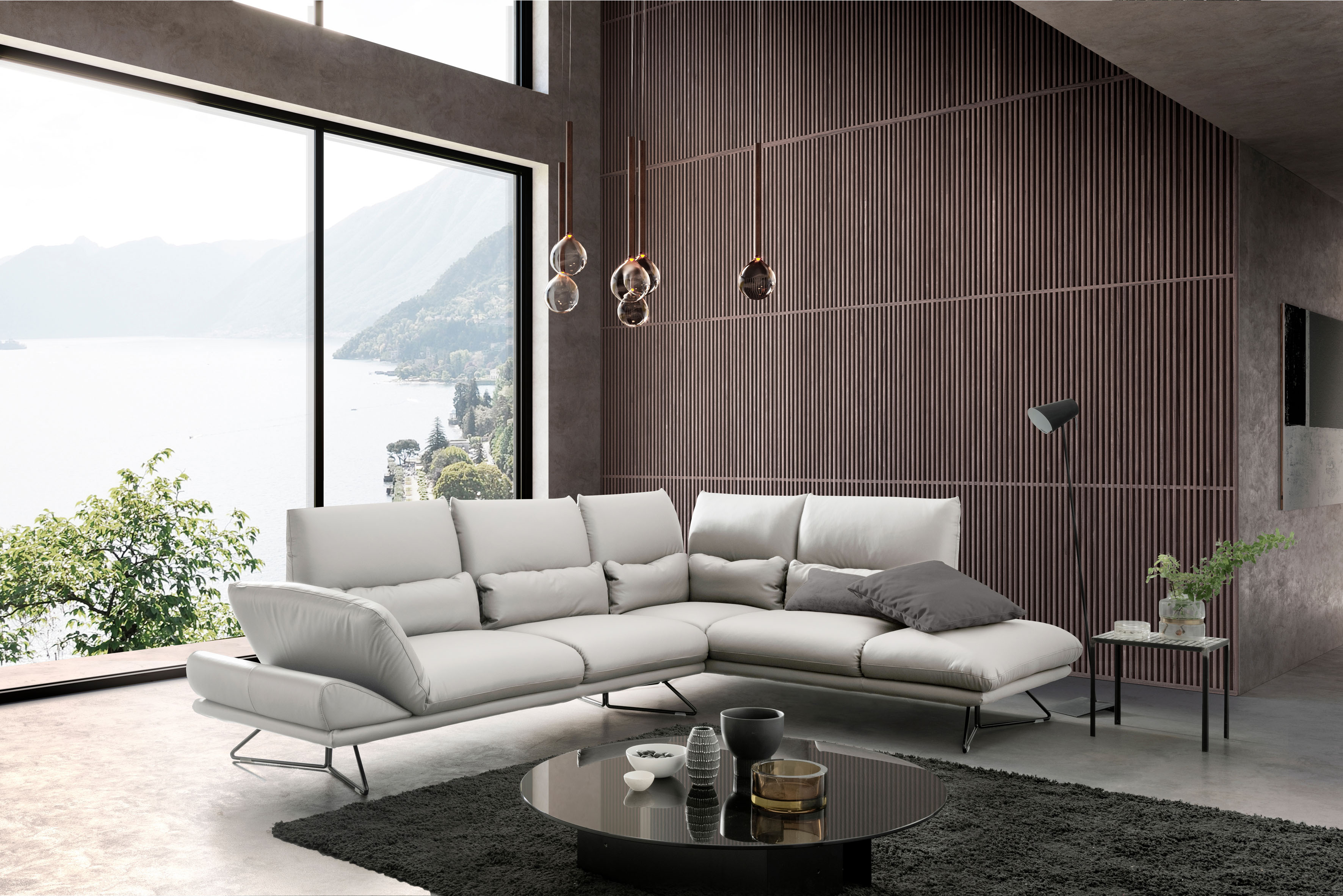 designwerk Ecksofa »Constellation«, in schwebender Optik, Ottomane links oder... weiss