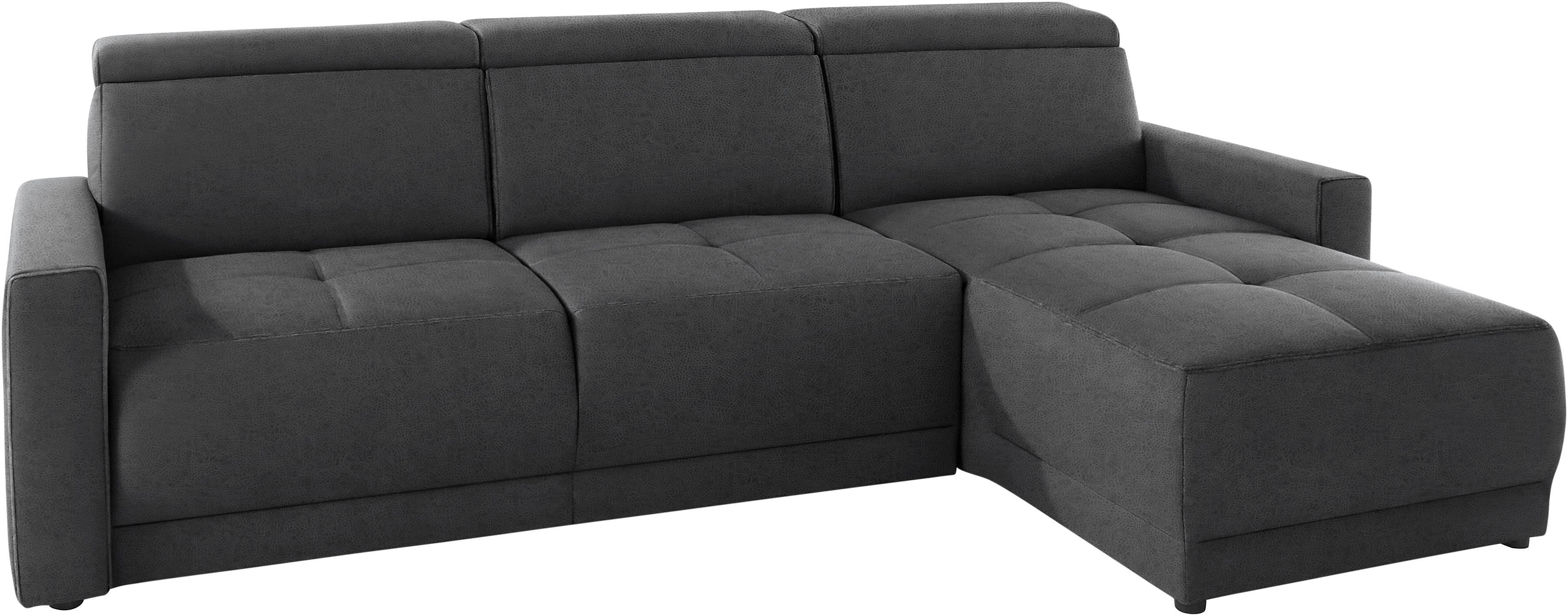 DOMO collection Ecksofa »Beira«, wahlweise mit Kopfteilverstellung, frei im... grau