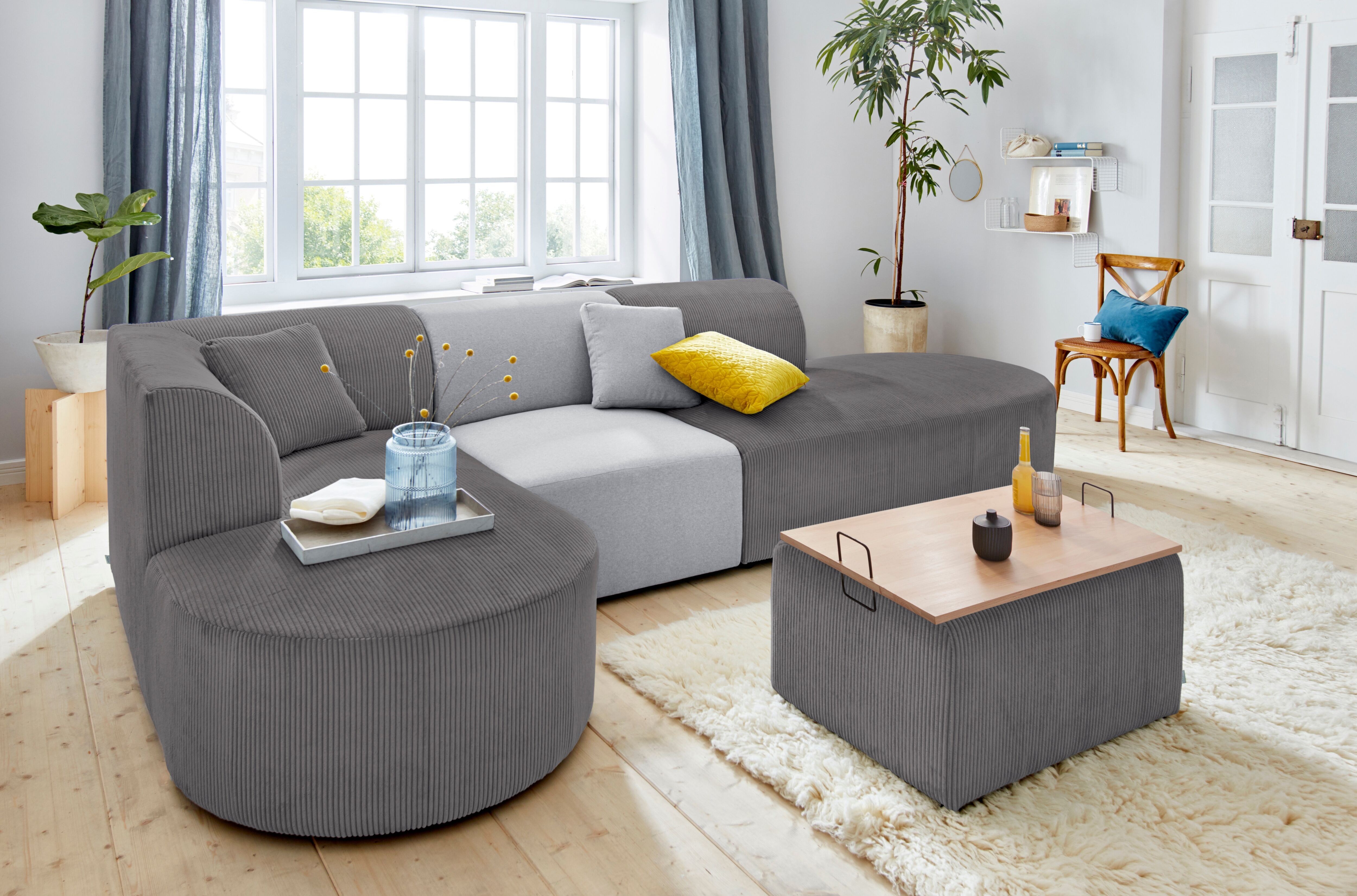 andas Sofa-Eckelement »Alesund«, als Einzelelement oder Modulteil grau  Cord