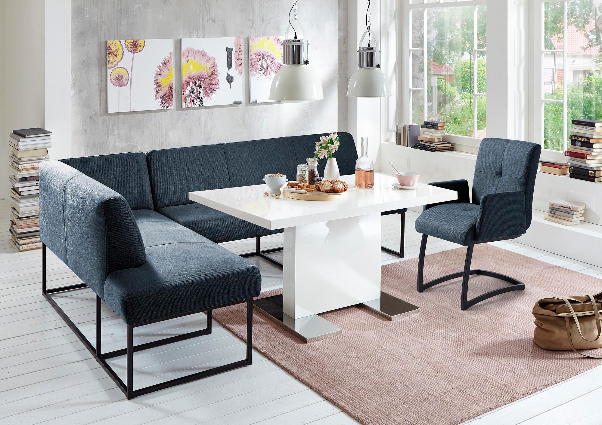 exxpo - sofa fashion Eckbank »Affogato«, Frei im Raum stellbar blau  Struktur