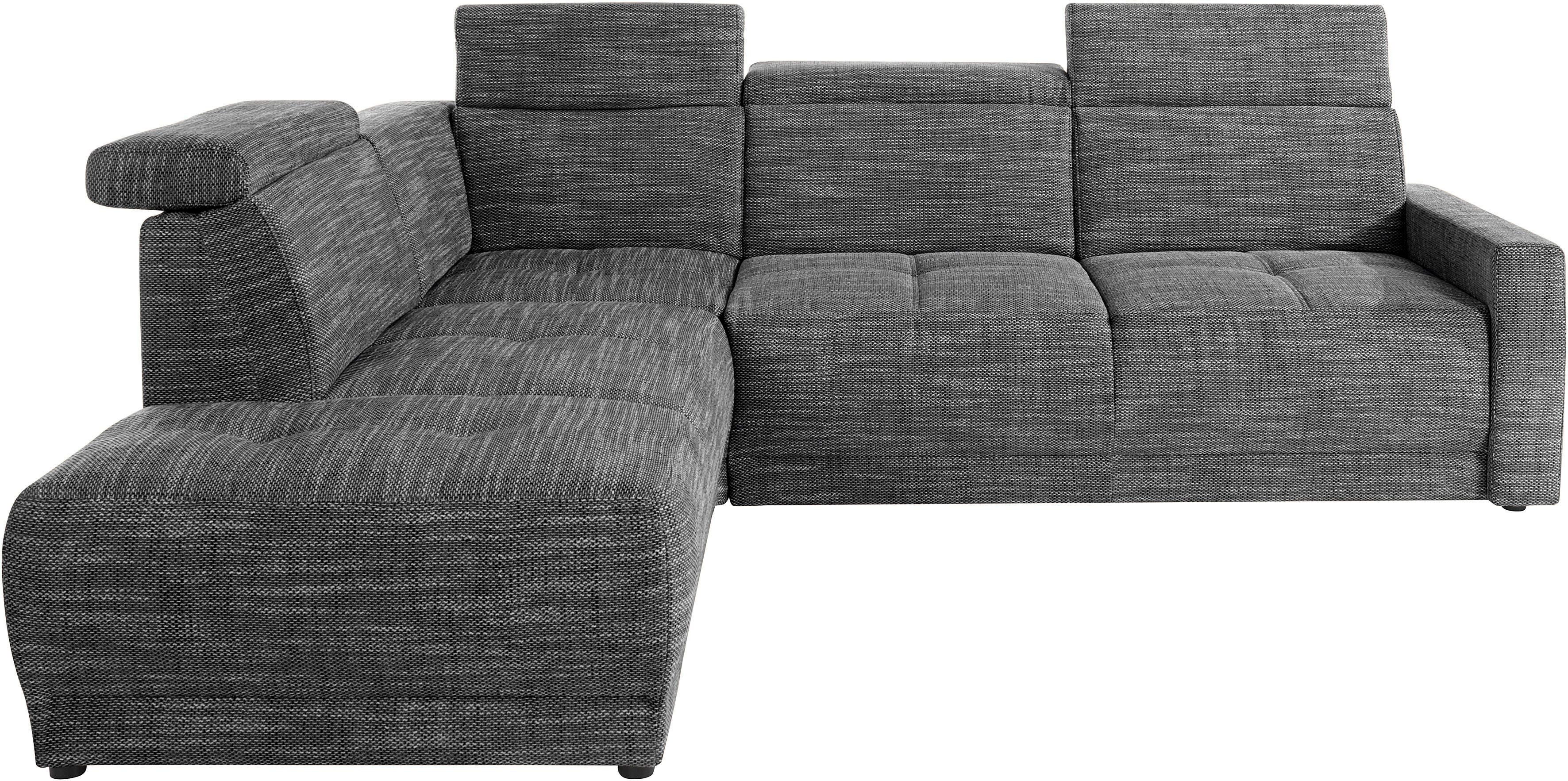 DOMO collection Ecksofa »Beira«, wahlweise mit Kopfteilverstellung grau