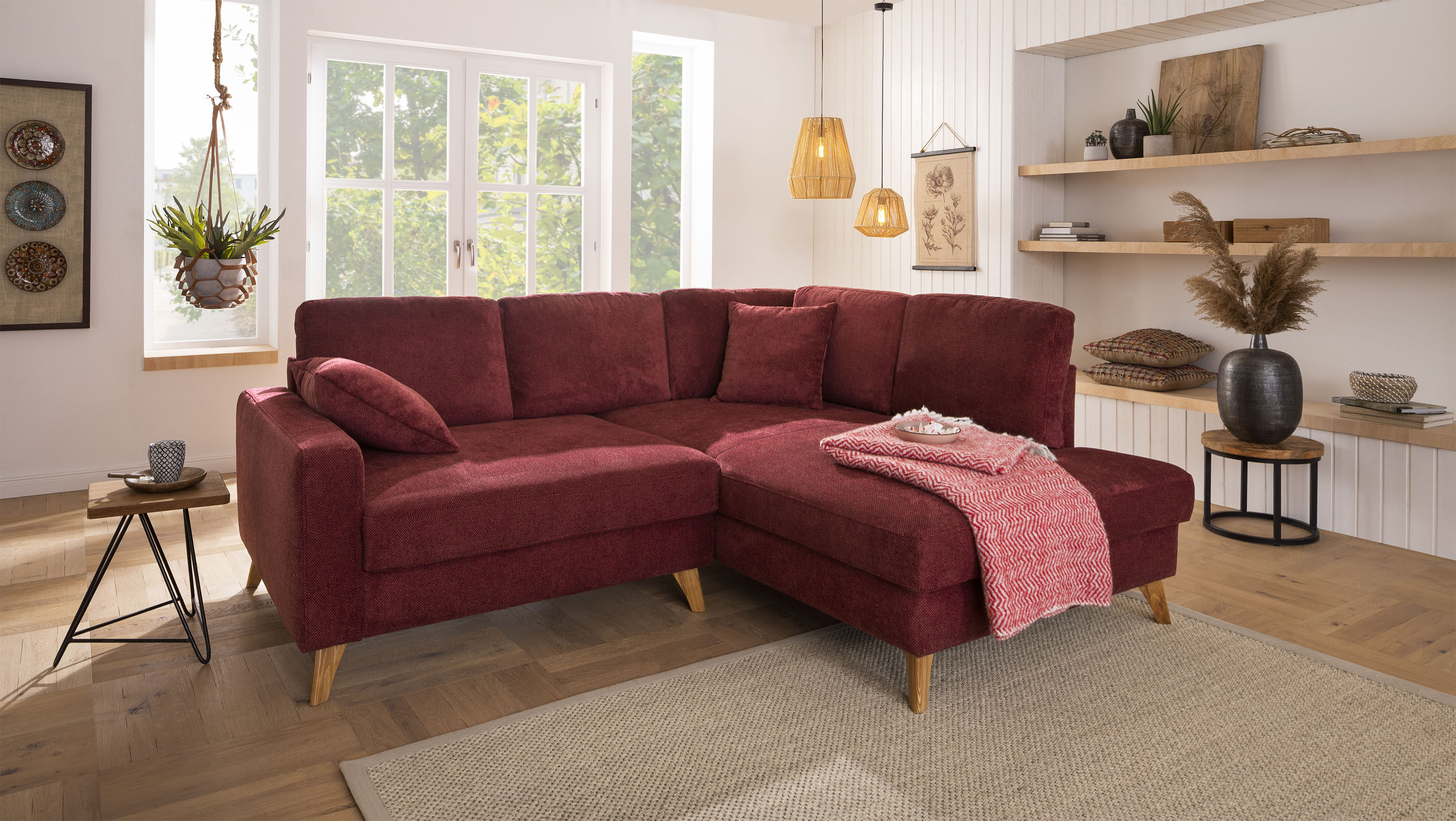 Home affaire Ecksofa »Stanza«, incl. 2 Zierkissen, wahlweise Ottomane rechts... rot